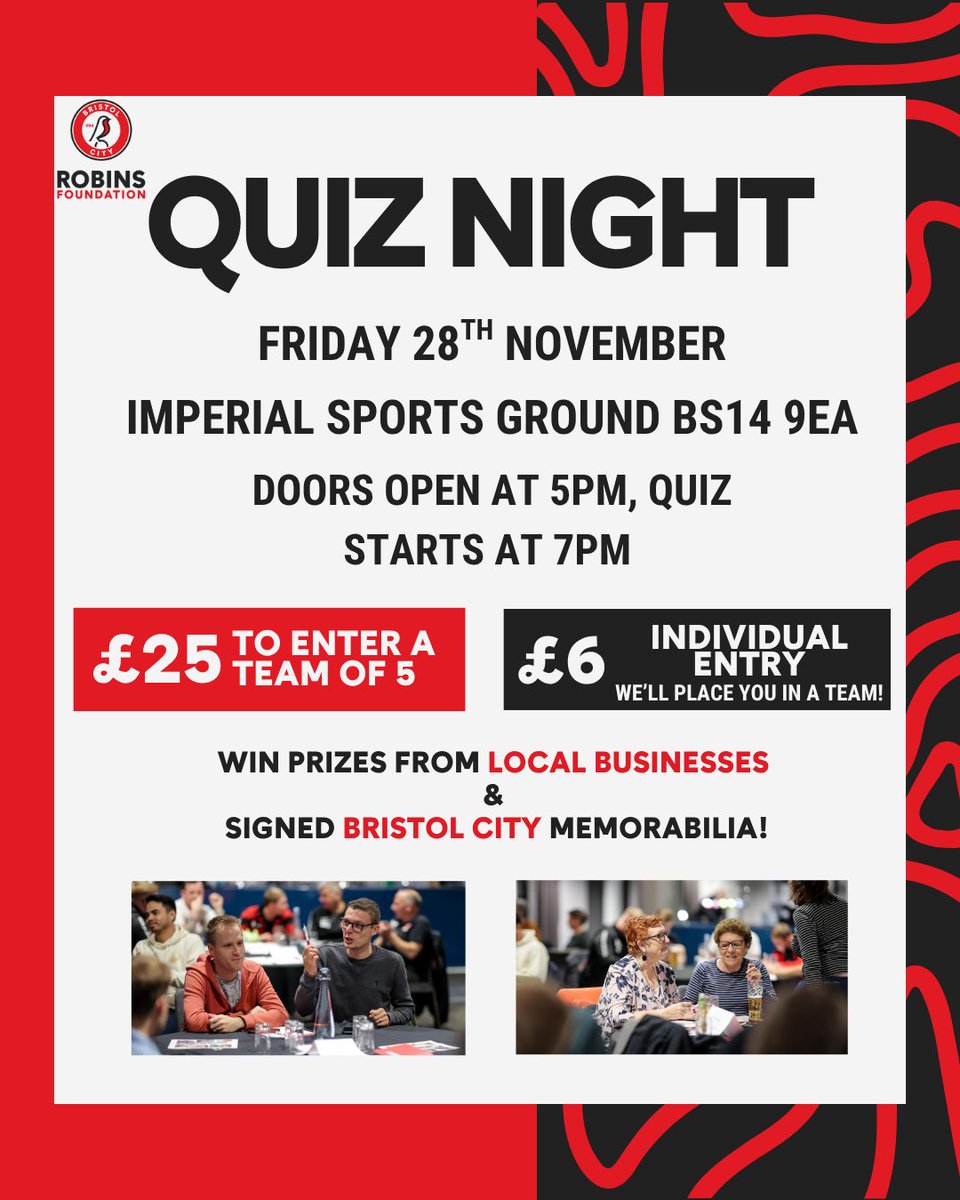 RobinsFound's tweet image. Have you got your ticket? 🤔 🎟️

Join us at @Imperial_SBSC for our upcoming Robins Foundation Quiz Night for an evening of entertainment, with all proceeds going directly towards supporting the Foundation&apos;s community work! ❤️

📲 Secure your teams spot now! 👇…