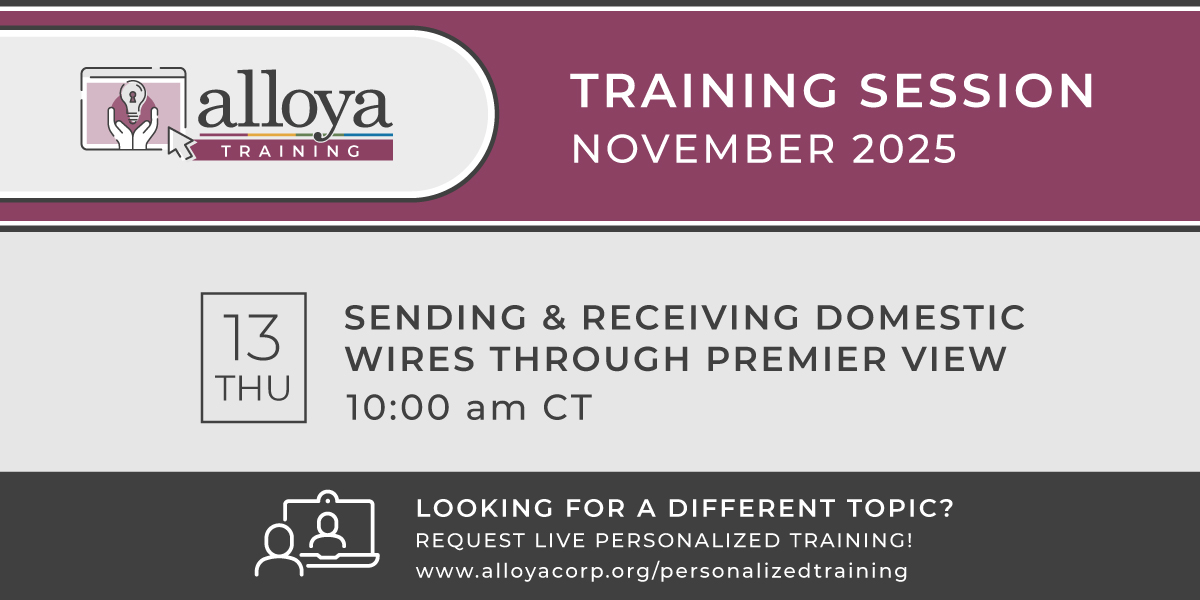Need a refresher on how to send and receive Domestic Wires through Premier View? Join us on Thursday, November 13 at 10:00 am CT to learn more about assigning limits and thresholds, viewing incoming wires, cancelling wires and more! 

To register, please visit: