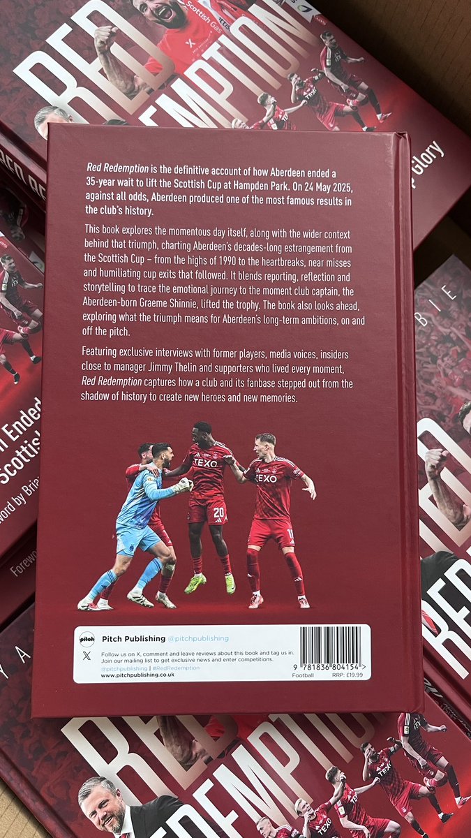 ARedPOV's tweet image. With just a week until launch, the legends @PitchPublishing are giving away a copy of my upcoming book!

📘 Red Redemption: How Aberdeen Ended a 35-Year Wait for Scottish Cup Glory

Like &amp;amp; RT to enter. winner chosen at random and announced Monday 17th! 🔴

pitchpublishing.co.uk/shop/red-redem…