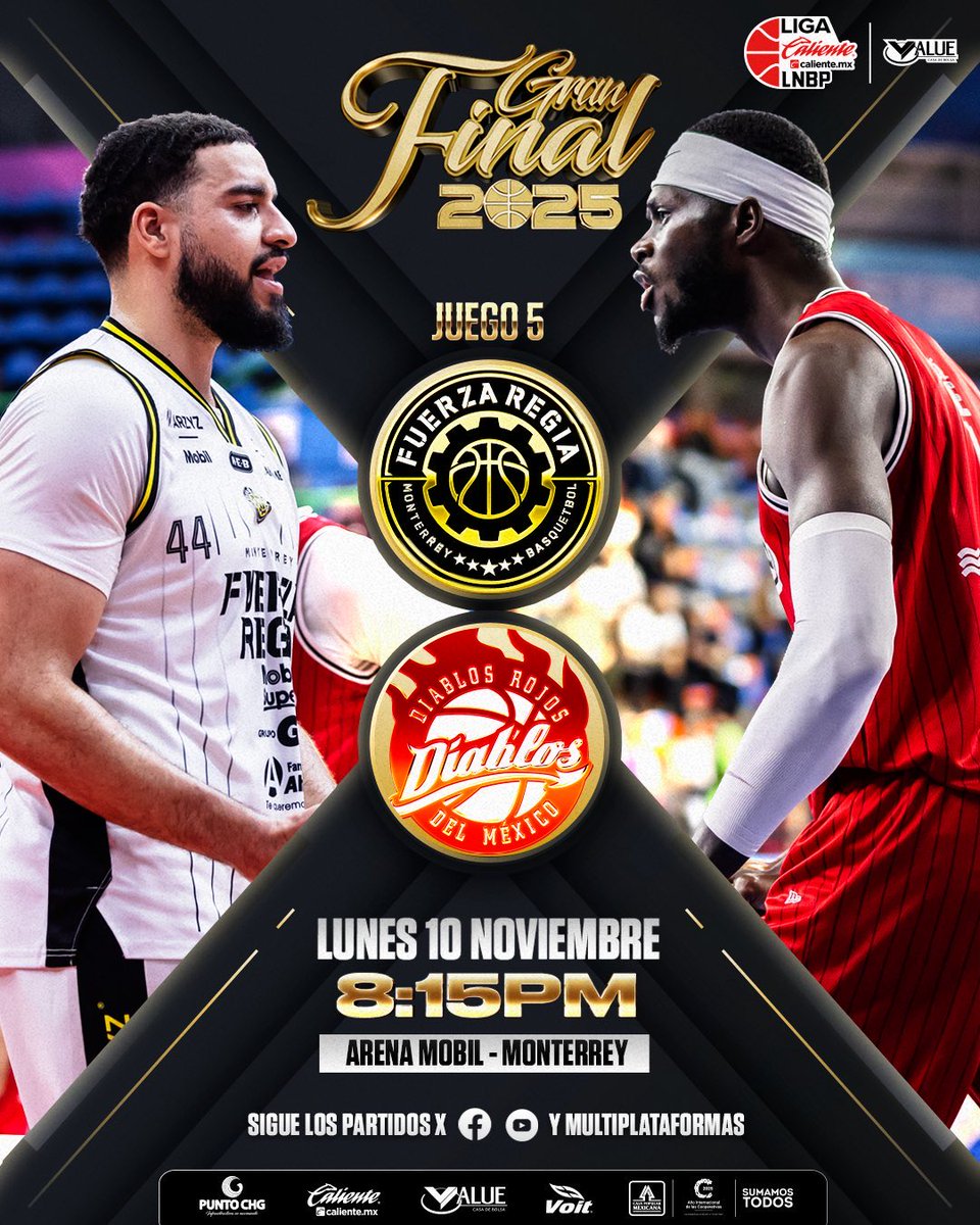 ‼️| HOY LUNES JUEGO 5!!!

🔥GRAN FINAL 🏆🔥

Liga Caliente.mx LNBP 🔥🏀
#MarcandoLaDiferencia  #Temporada2025

 <a href="/calientesports/">Caliente Sports</a> @puntochg @valuegf <a href="/CajaMexicana/">Caja Popular Mexicana</a> <a href="/voit_mx/">Voit</a>