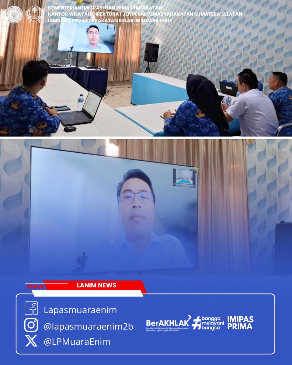 LPMuaraEnim's tweet photo. Kalapas Muara Enim Ikuti Arahan Dirjenpas Terkait Standarisasi Pengadaan BAMA 2026 secara virtual https://t.co/cWbLKoWOfH
