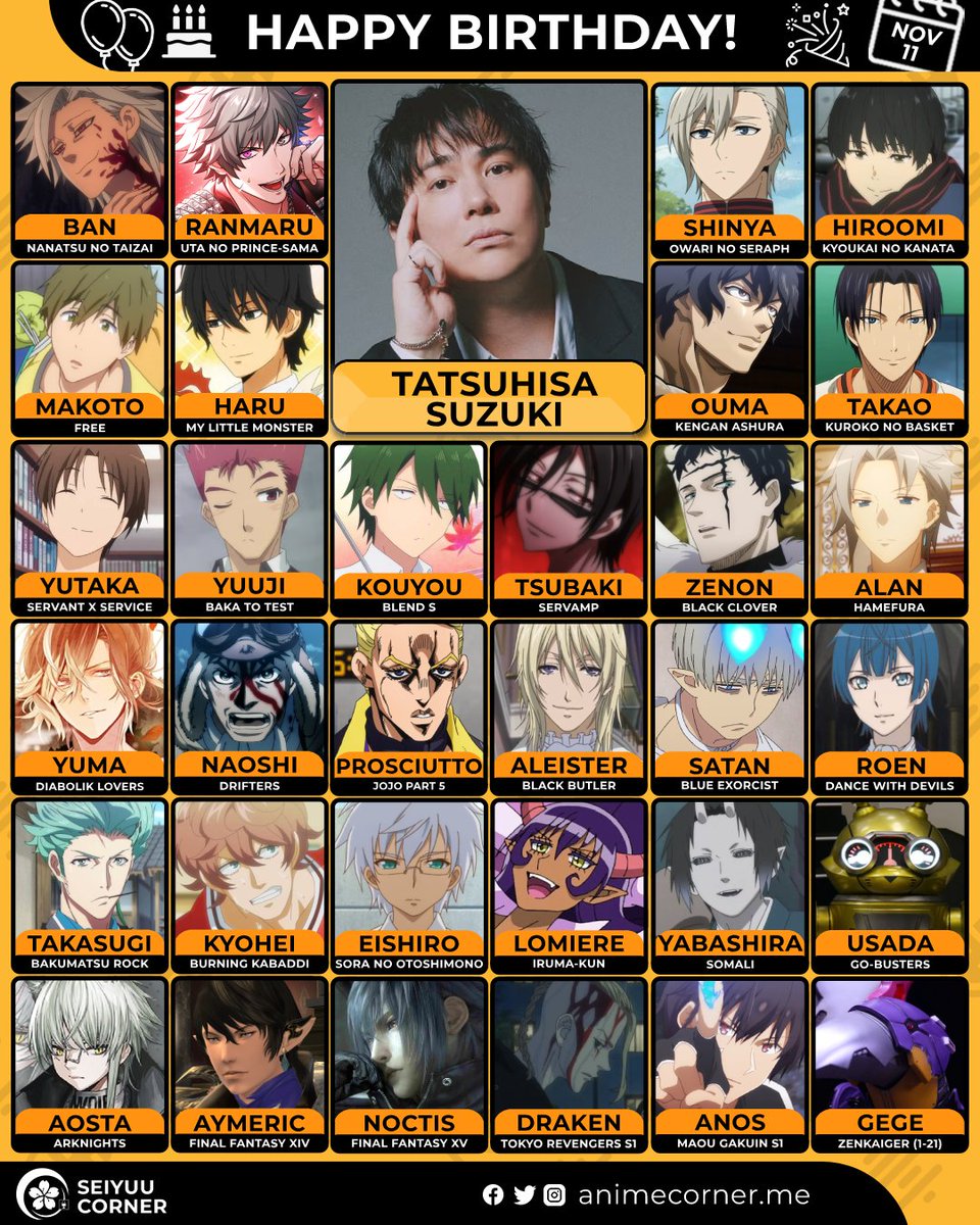 seiyuucorner's tweet image. Happy 42nd birthday Tatsuhisa Suzuki! 🎉

Let's wish Tatsu all the best @ta2hisa_suzuki 

#TatsuhisaSuzuki #鈴木達 #鈴木達生誕祭2025