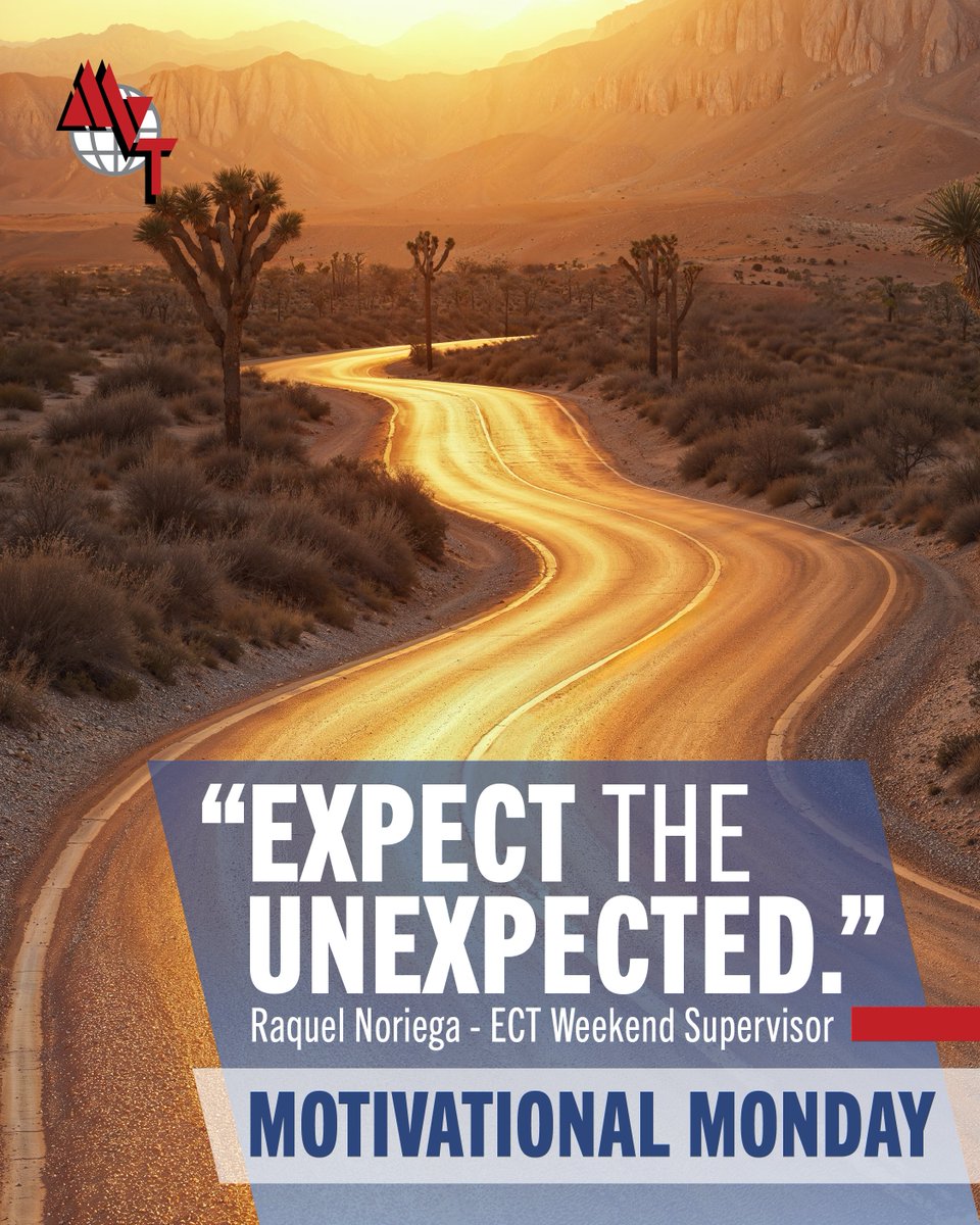 MVTServices's tweet image. It’s #MotivationalMonday and our ECT Weekend Supervisor, Raquel Noriega, reminds us to “Expect the unexpected.”

In logistics, adaptability keeps us moving forward. Let’s make it a great week!

#MVT #MVTStrong #MVTFamily #MVTCompany