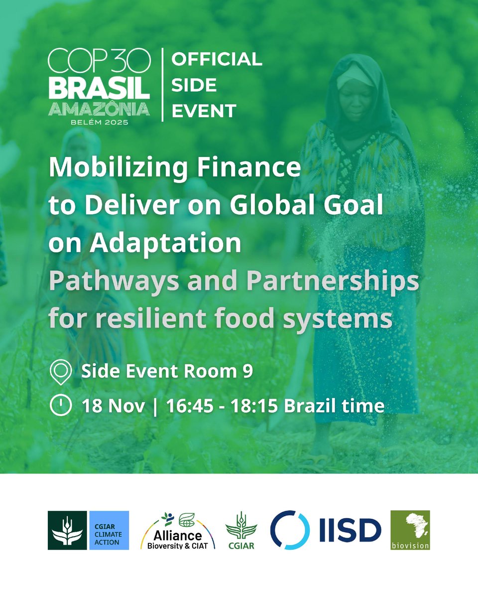BiovIntCIAT_eng's tweet image. 🌿💧 At #COP30, we’re exploring how to accelerate climate resilience &amp;amp; sustainable food systems.
Join us:
📌 11 Nov | Botanical Gardens as Catalysts for Solutions
📌 18 Nov | Global Goal on Adaptation
👉 allbiociat.org/3WwDWzJ
