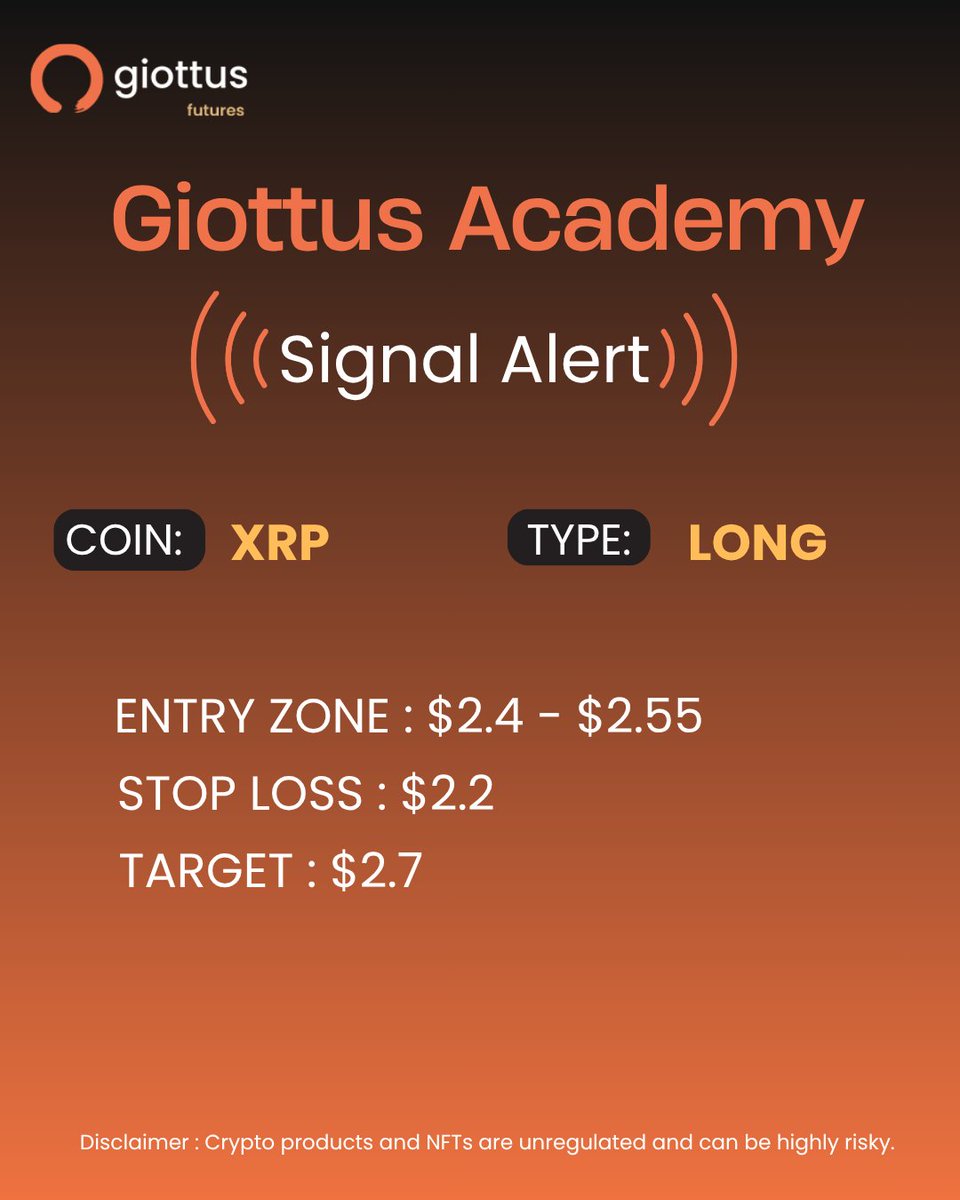 XRP breakout loading! ⚡

Giottus Signal Alert — LONG setup active

Entry: $2.4–$2.55 | Target: $2.7

👉 giottus.go.link/app/futures/XR…

#XRP #GiottusFutures #CryptoMarket