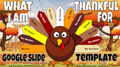 kisdsectech's tweet image. 🦃🍗What are you thankful for, @katyisd ?? 🍂🥧@ericcurts and ControlAltAchieve.com has provided this template for staff and/or student use. Check out this template: bit.ly/3SvvBeQ  #TeachingWithTech