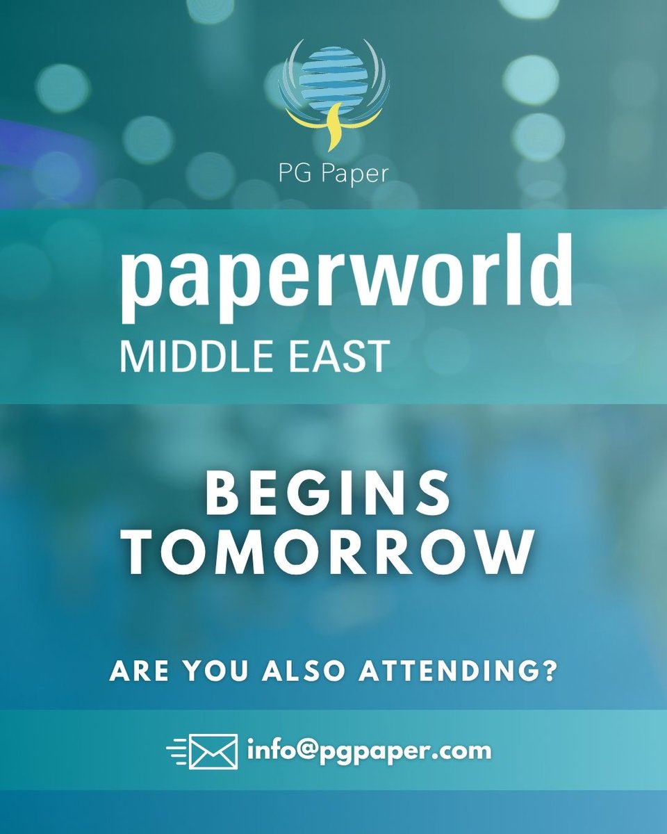 Paperworld Middle East begins tomorrow!

The PG Paper team is heading to Dubai (11–13 Nov) for the region’s biggest paper and packaging exhibition.

This year’s focus: Sustainability in Action 🌱

🔗pgpaper.com/paperworld-mid…