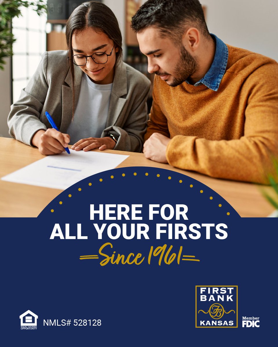 FirstBankKansas's tweet image. First savings account? First mortgage? First business loan? There's a reason they call us First Bank. We're here for all your firsts, and every milestone after.