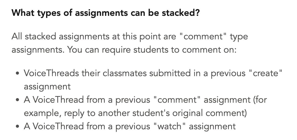 voicethread's tweet image. Stacked Assignments are now in the Assignment Builder!  Here&apos;s how they work:  voicethread.com/howto/stacked-… #VoiceThread
