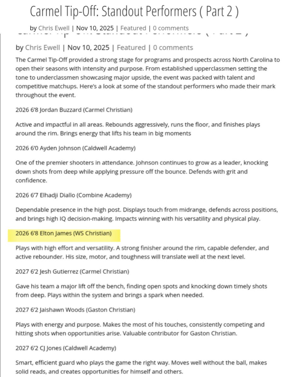 A lot of good teams this weekend <a href="/Phenom_Hoops/">Phenom Hoop Report</a> #CarmelTipOff. One that  caught my eye was <a href="/wschristian_mbb/">Winston Salem Christian Men's Basketball</a> full of talent top to bottom. <a href="/officialelton33/">Elton James</a> <a href="/CoachAntonioLow/">Antonio Lowe</a>