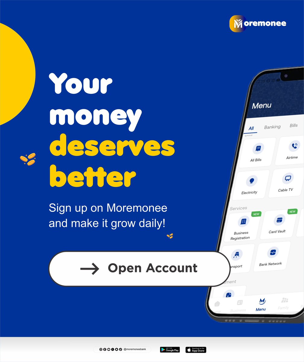 MoremoneeBank's tweet photo. Grow your wealth, boost your savings, and invest in yourself. Earn daily interest and watch your money grow with Moremonee - sign up now: https://t.co/IcKFu7V5TG

#Moremonee #GenZBank #DailyInterest #GrowWealthNotWorries #TheBestSavingsFintechApp https://t.co/SGSGkpezJq