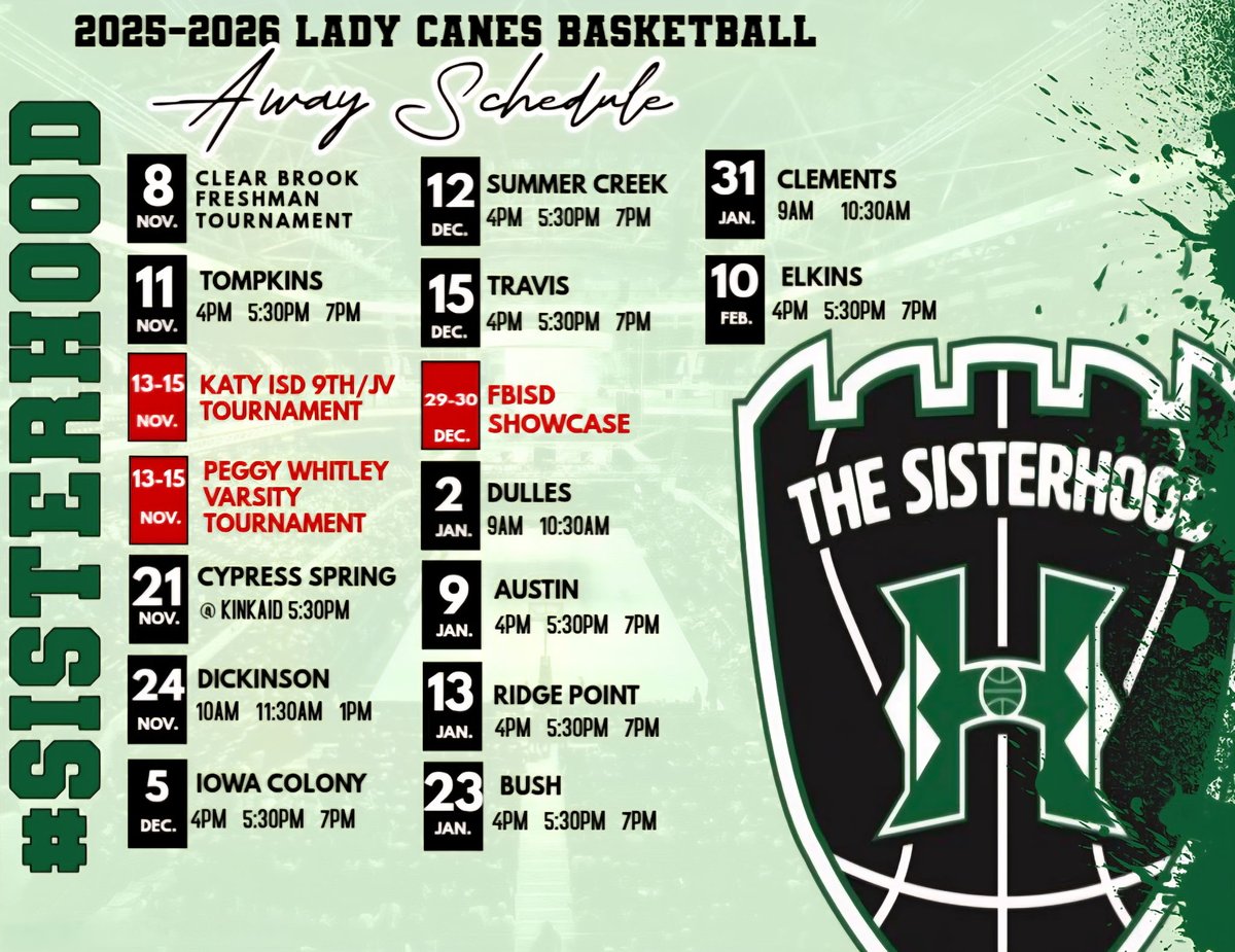 Check out the Lady Canes 2025-2026 Season Schedules! We’d love your support! 🤘 #sisterhood