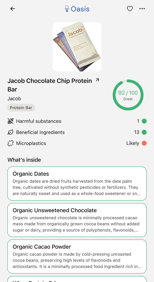 The Jacob bar is one of the CLEANEST protein bars on the market <a href="/oasishealthapp/">Oasis</a>