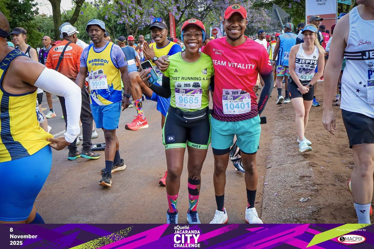 Jacaranda Marathon action pictures in honor of Medal Monday! 

Happy Medal Monday, family. ❤

#RunningWithSoleAC #IChoose2BActive #IPaintedMyRun #VitalityActiveRewards #FetchYourBody2025