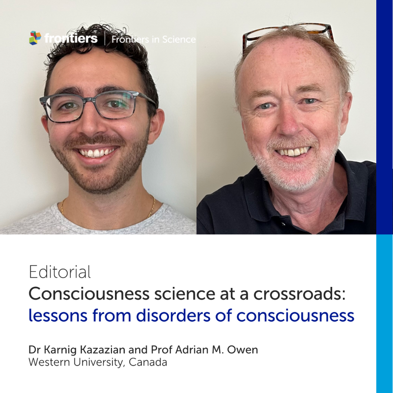 FrontScience's tweet image. How can theories of consciousness improve patient care? 

@karnig_kazazian and Adrian M. Owen (@Comadork) of @WesternU show how disorders of consciousness are shaping reproducible tests and ethical frameworks for clinical practice.

Read the editorial ⬇️