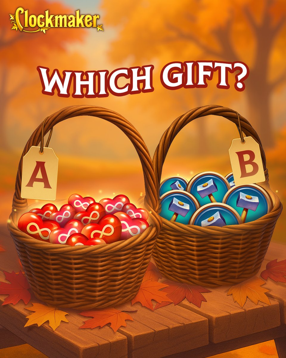 ClockmakerGame's tweet image. ❤️🔨 𝟏 𝐡𝐨𝐮𝐫 𝐨𝐟 𝐋𝐢𝐯𝐞𝐬 𝐨𝐫 𝟏 𝐇𝐚𝐦𝐦𝐞𝐫 𝐢𝐧 𝐂𝐥𝐨𝐜𝐤𝐦𝐚𝐤𝐞𝐫? ➡️ play.belka-games.com/twi

The voting for this week’s bonus has begun! Which reward would you like to receive — A or B? Share your choice in the comments 💬

#mobilegaming #mobilegames #clockmaker