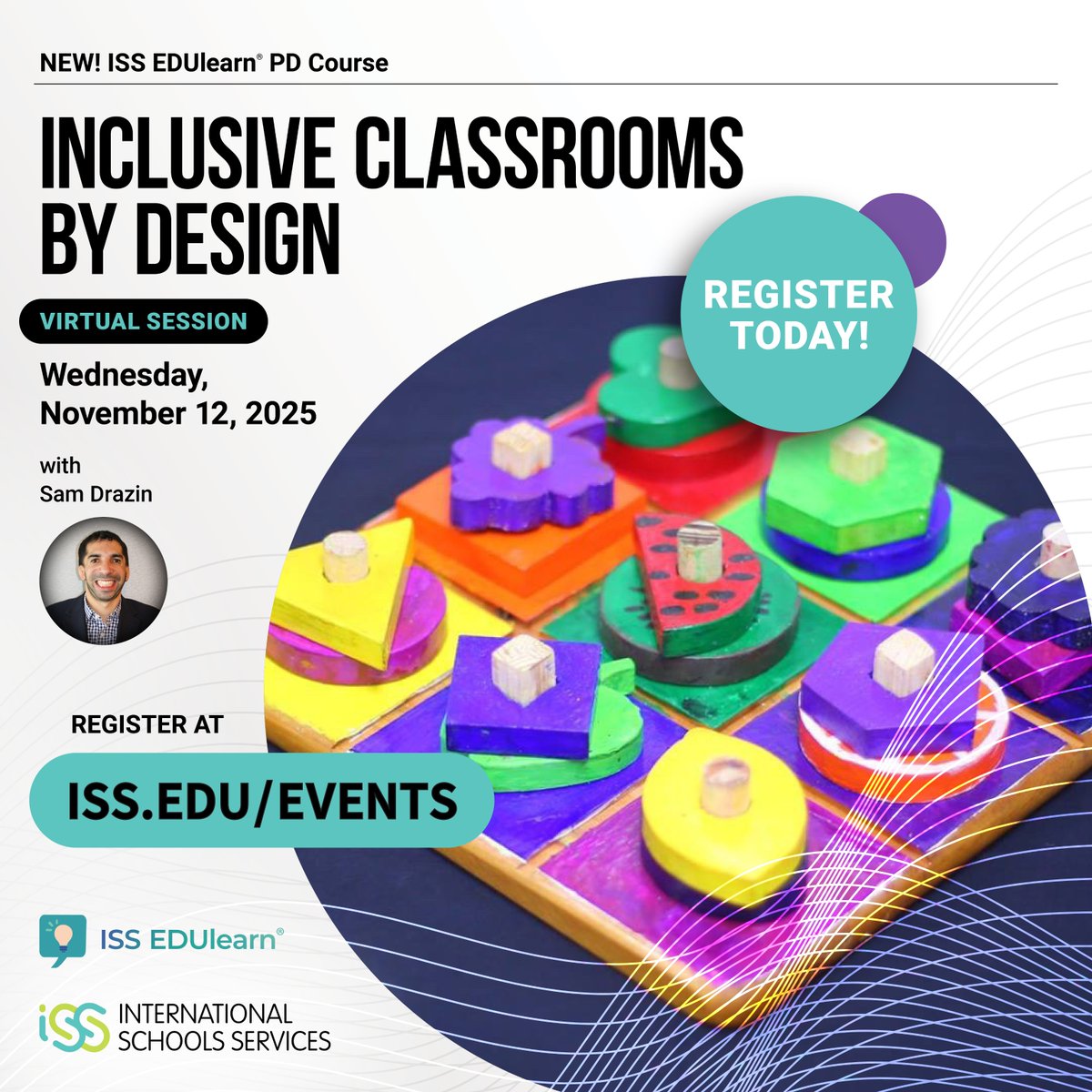 ISSCommunity's tweet image. HAPPENING SOON! 

Inclusive Classrooms by Design with Sam Drazin shares ways to identify and implement strategies that create multiple access points to learning. 

Register soon at iss.education/inclusive 

#ISSEDU #ISSlearning #GlobalEd