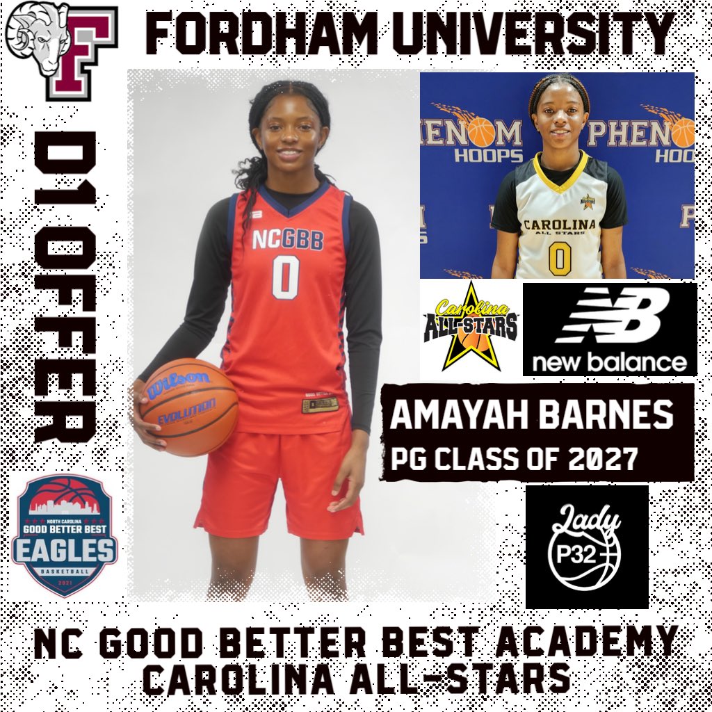carolinallstars's tweet image. Congrats Carolina All-Stars 2027 AMAYAH BARNES @2valid_mayah of @NCGBBA on D1 OFFER from Fordham University @FordhamWBB Head Coach Bridgette Mitchell @Coach_Beeee 

Amayah will be with our @newbalancehoops @lp32_league 17U this upcoming Spring/Summer 2026.
