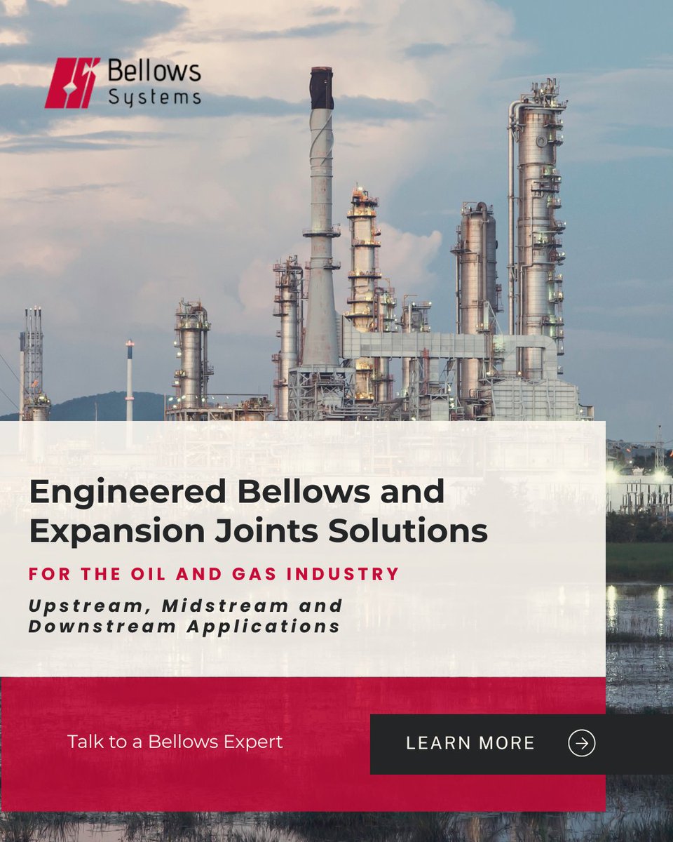 Custom-built Bellows &amp; Expansion Joints for upstream, midstream &amp; downstream oil &amp; gas — built for reliability, leak-tight performance &amp; long service life.

Learn more: zurl.co/LCVwP

#BellowsSystems #ExpansionJoints #OilAndGas #Engineering