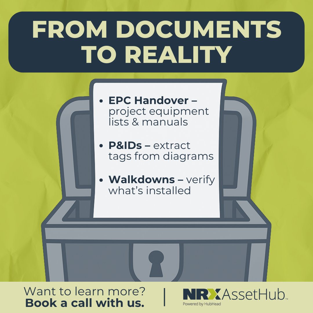 Looking for your data? Start with your EPC handover (equipment lists, datasheets, manuals), mine P&amp;IDs for tags, and use walkdowns to verify what’s installed. Those three stops build a trusted CMMS/EAM baseline.
Learn more: hubs.li/Q03Sp1Bs0