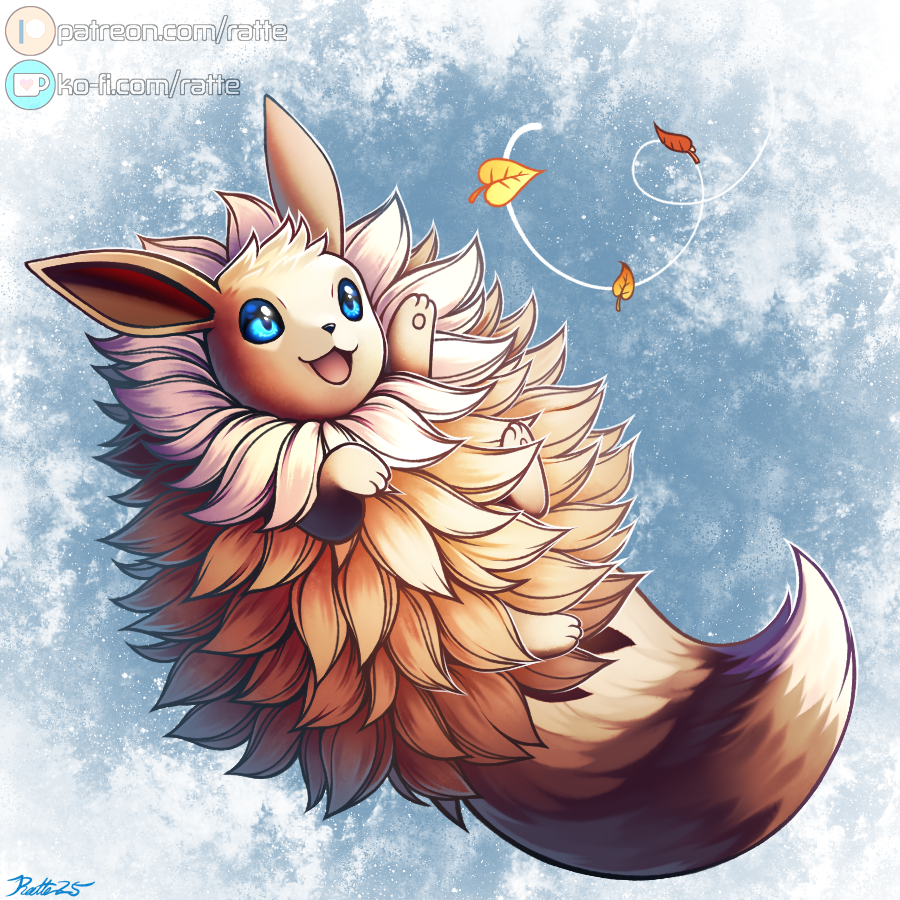 Eevee poof - patreon.com/posts/14323402…

#commission for <a href="/straviios/">Stravi Vee</a> !  Bonus shiny version at above source.  :)

Please support my work so I can afford existing!  patreon.com/ratte / ko-fi.com/ratte

#art #pokemon