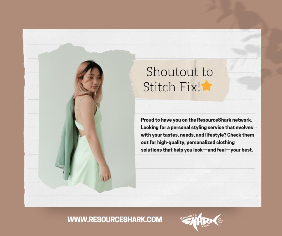 ResourceSharkUS's tweet image. Shoutout to Stitch Fix! Discover personal style that fits your life—now on ResourceShark.
#Fashion #PersonalStyle #BrandFeature #ShopOnline