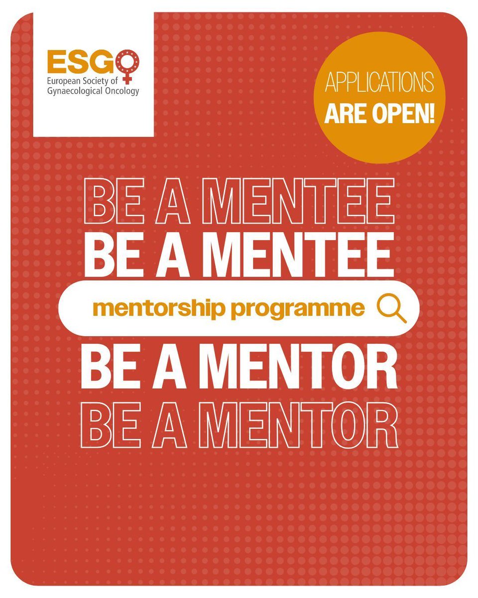 ESGO_society's tweet image. Reminder! 🤓👋 The final day to apply for the ESGO 12-month mentorship programme starting in 2026 is Nov 20! We are accepting applications from potential mentors &amp;amp; from potential mentees.

Learn more &amp;amp; apply! 👉esgo.org/mentorship-pro…

#gynonc #leadership