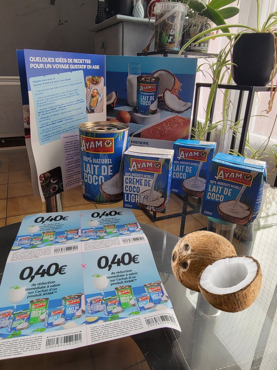 AngelLengagne's tweet photo. 🥥Allez , cest partit pour tester les crèmes coco de la marque Ayam, 
*une teneur exceptionnelle en matière grasses végétales et en extrait de coco 
*100% d'ingrédients naturels 
*venu directement d'Asie du sud 😉👍
@ayamfrance #AyamFrance #coco @sampleo_france Sampleo https://t.co/aRkvNd0Rs9