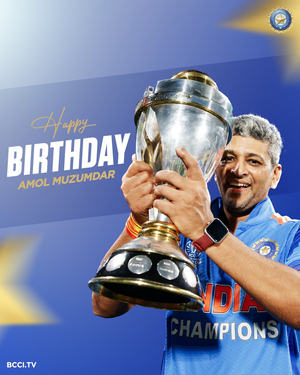 BCCIWomen's tweet image. 2025 ICC Women&apos;s Cricket World Cup winning coach 🏆

Here&apos;s wishing #TeamIndia Head Coach Amol Muzumdar a very happy birthday 🎂🎉