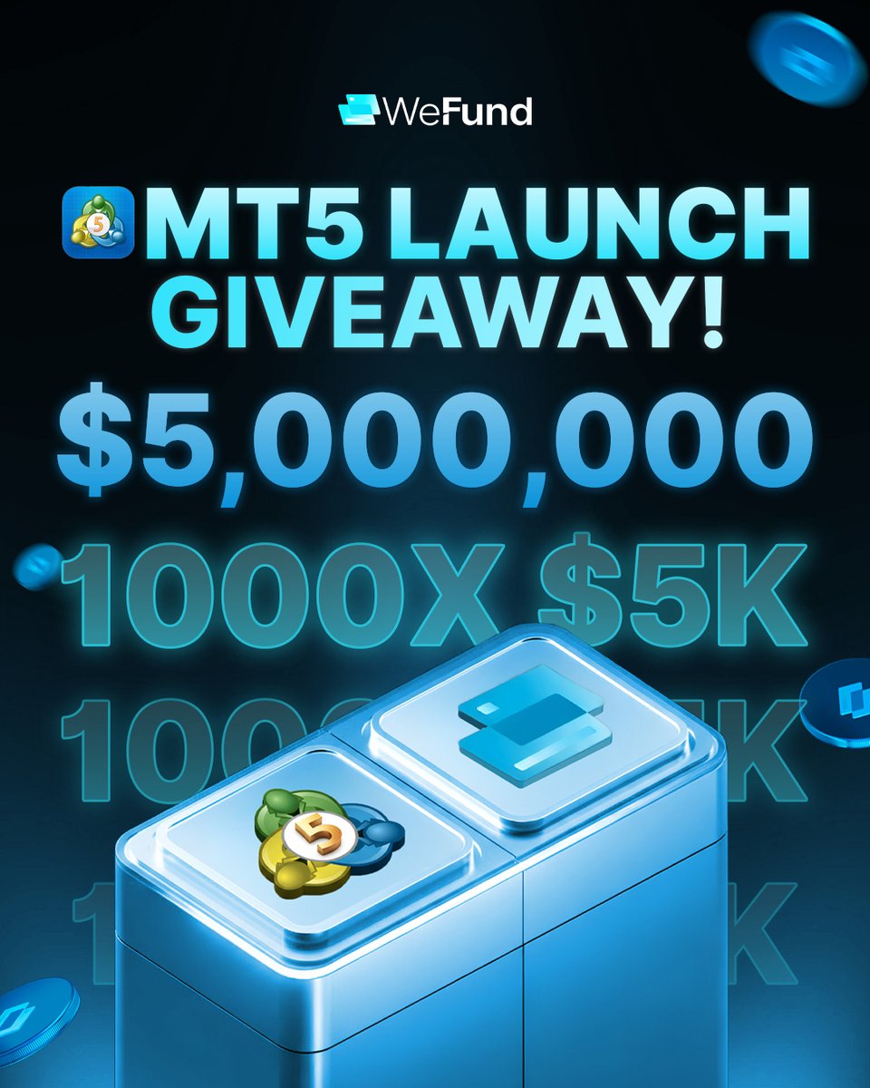 $5,000,000 GIVEAWAY! 🎁

We Fund a 1000 TRADERS for FREE to celebrate our own MT5 license and our own broker.

At WeFund we strive to offer the best prop trading experience in the industry, and we want traders to experience this for themselves.

We are giving away 1000 2-Step $5k