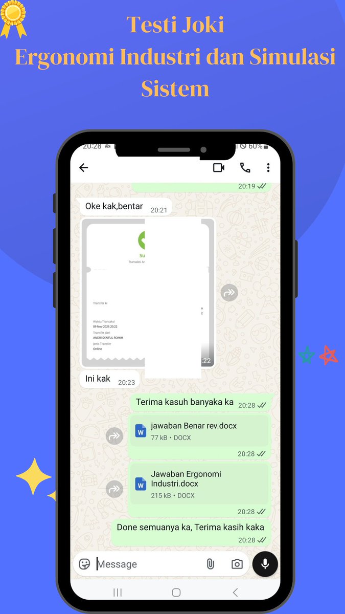 JokiZafa's tweet photo. Bestie yuhu testi joki tugas teknik sipil, joki tugas akuntansi dan joki ergonomi industri dan simulasi sistem best. Yok yang mau dibantu buruan w (085150966930) best, harga terbaik, terpercaya
#zonajajan #zonauang #testijoki https://t.co/n6P3Bziofn