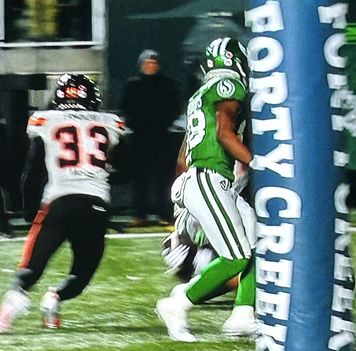 TravisRosebrook's tweet photo. @TheJCAbbott It was Garry Peters’ arm/hand that was between Nield’s arms and hit the turf. Ball is secured under Nield’s arm. Zero controversy. You can see it clearly from both angles. https://t.co/FtNUoIeiM0