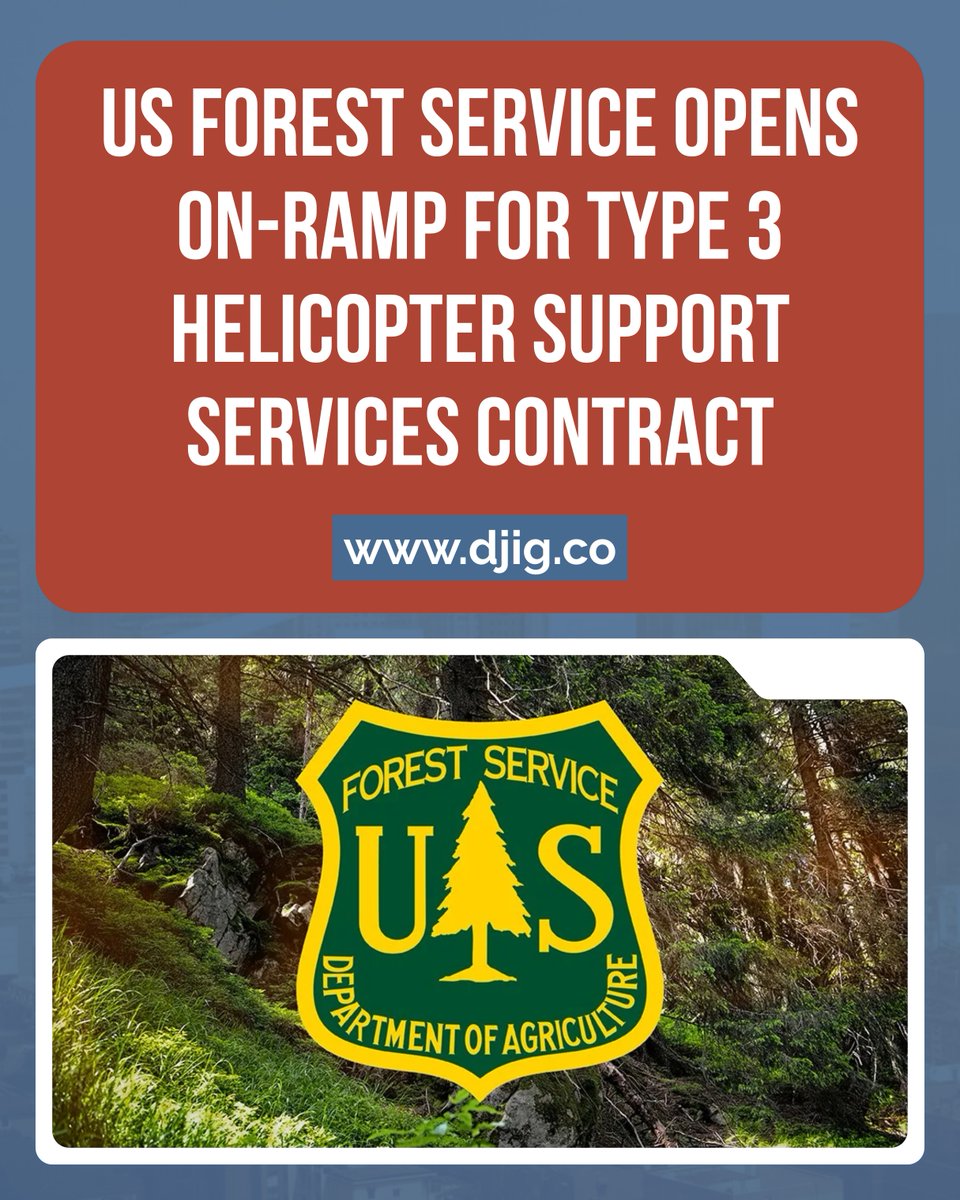 LeDjig's tweet image. The U.S. Forest Service has officially opened an on-ramp for Type 3 Helicopter Support Services contracts — a key opportunity for aviation and wildfire support providers across the nation. 🌲🔥
.
.
𝐕𝐢𝐬𝐢𝐭 𝐎𝐮𝐫 𝐖𝐞𝐛𝐬𝐢𝐭𝐞 🌐 djig.co
.
.
#USForestService