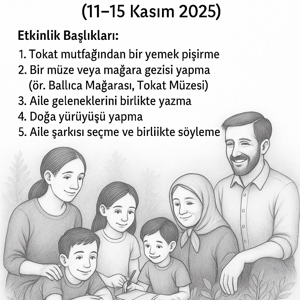 🌿 Ailemle 100 Yüze – Ara Tatil Özel Programı Başladı! (11–15 Kasım 2025)

“Ailemle 100 Yüze” projesi ara tatilde de aileleri bir araya getiriyor! 💫
11–15 Kasım tarihleri arasında gerçekleştirilecek Ara Tatil Özel Programı ile aileler; Tokat’ın kültürel, doğal ve sanatsal
