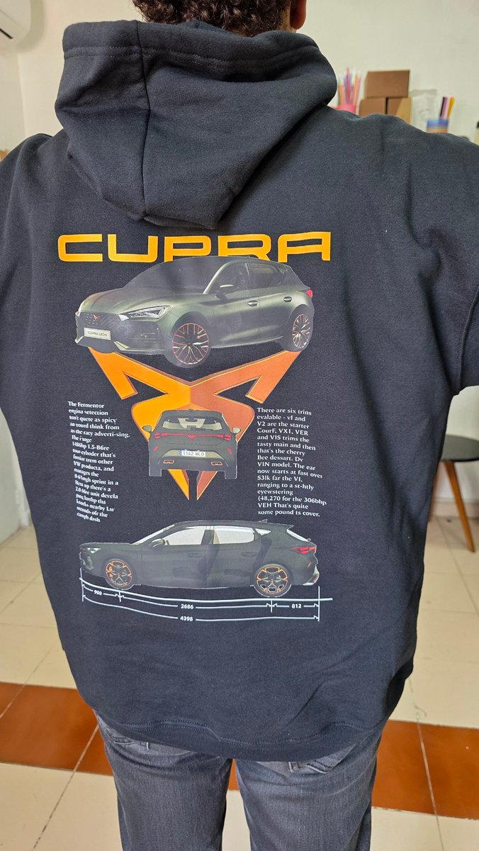 DesignYos's tweet image. ¡Excelente semana a todos! ✨️

Iniciamos esta bonita semana con este diseño de #CUPRA sobre sudadera, impreso y estampado en #DTFTextil, gracias a todos los que nos dan oportunidad de trabajarles, lo hacemos con mucho amor.

#YosDesign 💎