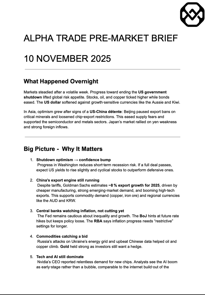 Axirohq_'s tweet photo. Daily Pre-Market Brief is back 📈

Key levels, market movers, and catalysts ... all in one place

Want the full brief? Comment BRIEF below and it will come your way 👇