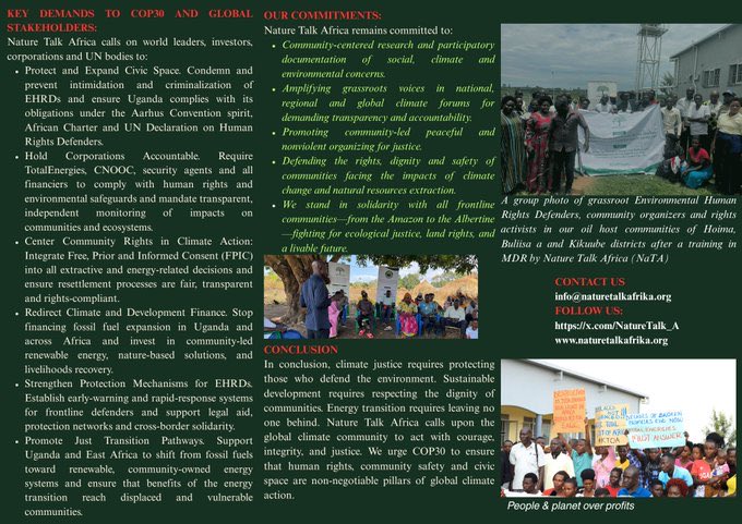 We stand in solidarity with all frontline communities at #COP30—from #Amazon to #Albertine—fighting for #ecologicaljustice, #landrights &amp; #livablefuture.<a href="/GreengrantsFund/">Global Greengrants</a> <a href="/FundHumanRights/">Fund for Global Human Rights</a> <a href="/ALLIEDdefenders/">ALLIED Global</a> <a href="/EcoHomef/">Health of Mother Earth</a> <a href="/RefineryOil/">Oil Refinery Residents Association (ORRA)</a> <a href="/OilwatchI/">Oilwatch International</a>
Our demands 4rm #Leaders &amp; #Businesses👇