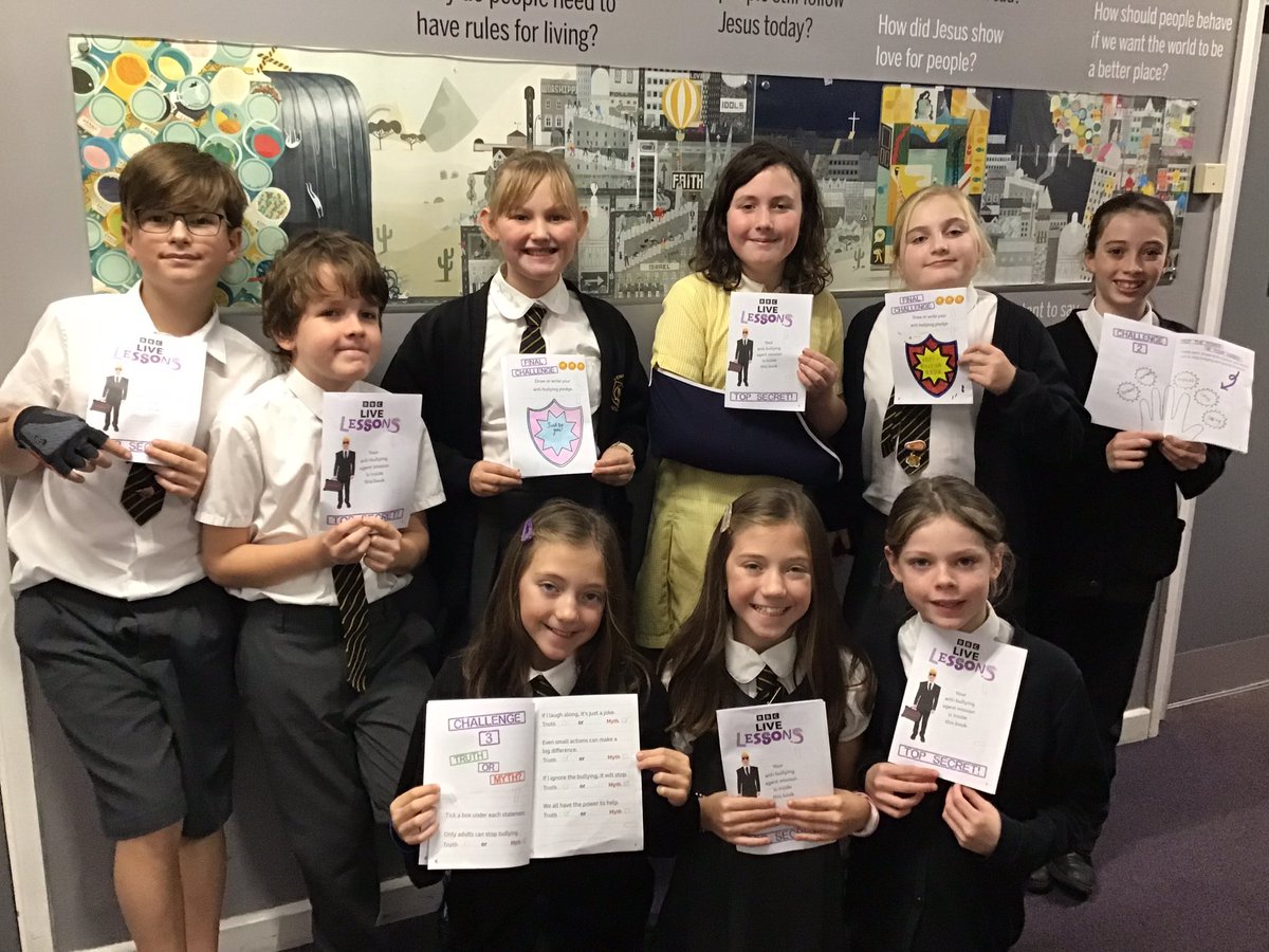 Stjohnscoventry's tweet image. Year 6 enjoyed joining in with the BBC live lesson about anti-bullying today. They joined in with their mission booklets and keep singing the bullying song. #iwillshine #antibullying