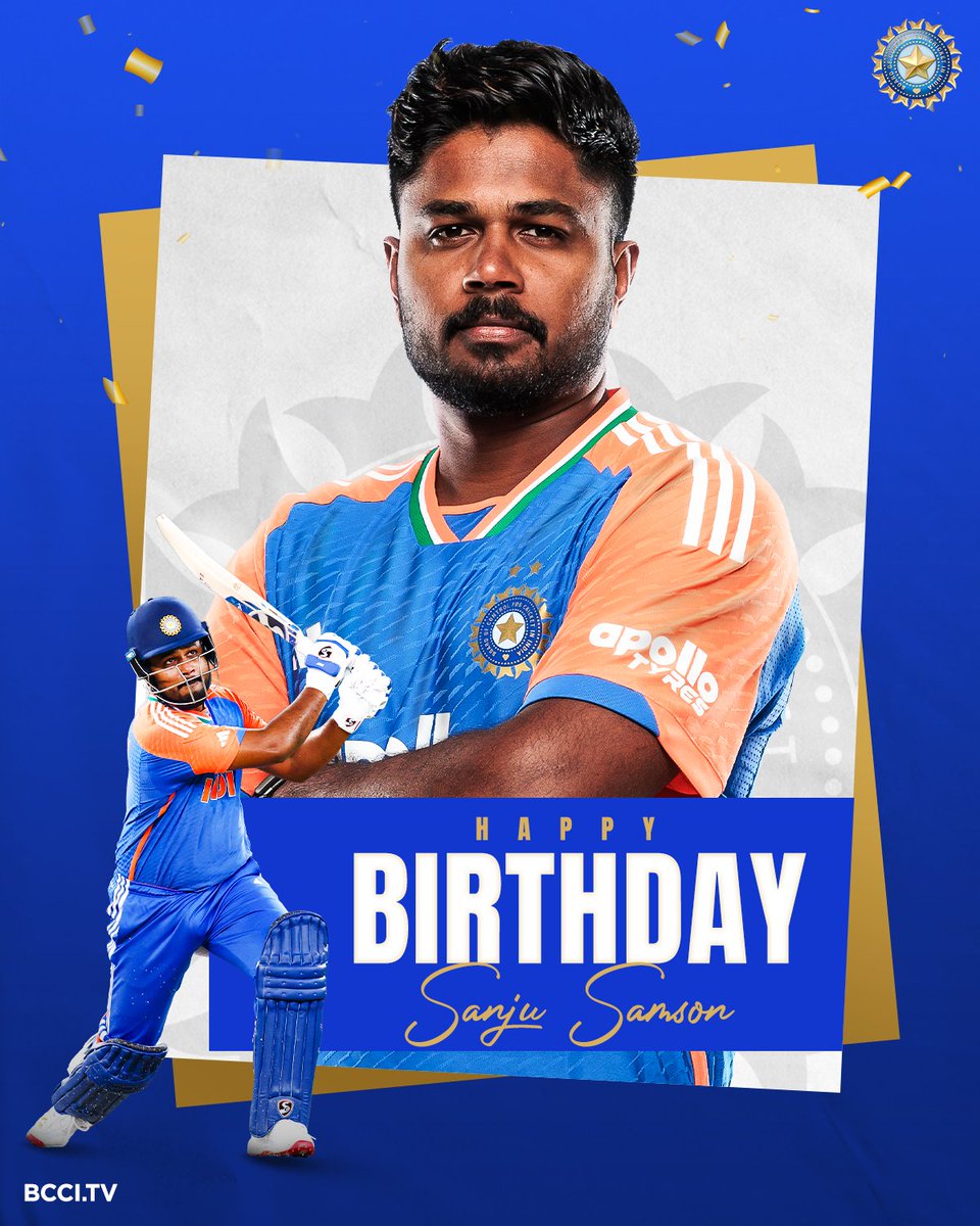 BCCI's tweet image. Winner of 2024 ICC Men&apos;s T20 World Cup and 2025 Asia Cup 🏆

Here&apos;s wishing #TeamIndia wicketkeeper-batter Sanju Samson a very happy birthday 🎂🎉

@IamSanjuSamson