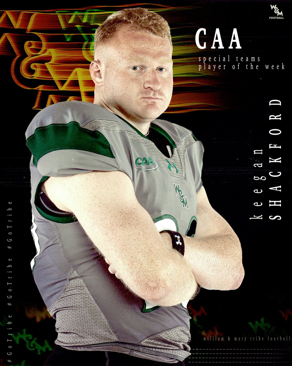 𝐂𝐀𝐀 𝐅𝐨𝐨𝐭𝐛𝐚𝐥𝐥 𝐒𝐩𝐞𝐜𝐢𝐚𝐥 𝐓𝐞𝐚𝐦𝐬 𝐏𝐥𝐚𝐲𝐞𝐫 𝐨𝐟 𝐭𝐡𝐞 𝐖𝐞𝐞𝐤

➡️ <a href="/KeeganShackford/">KeeganShackford</a> 
🔗 go.wm.edu/yJ3fBv

#GoTribe