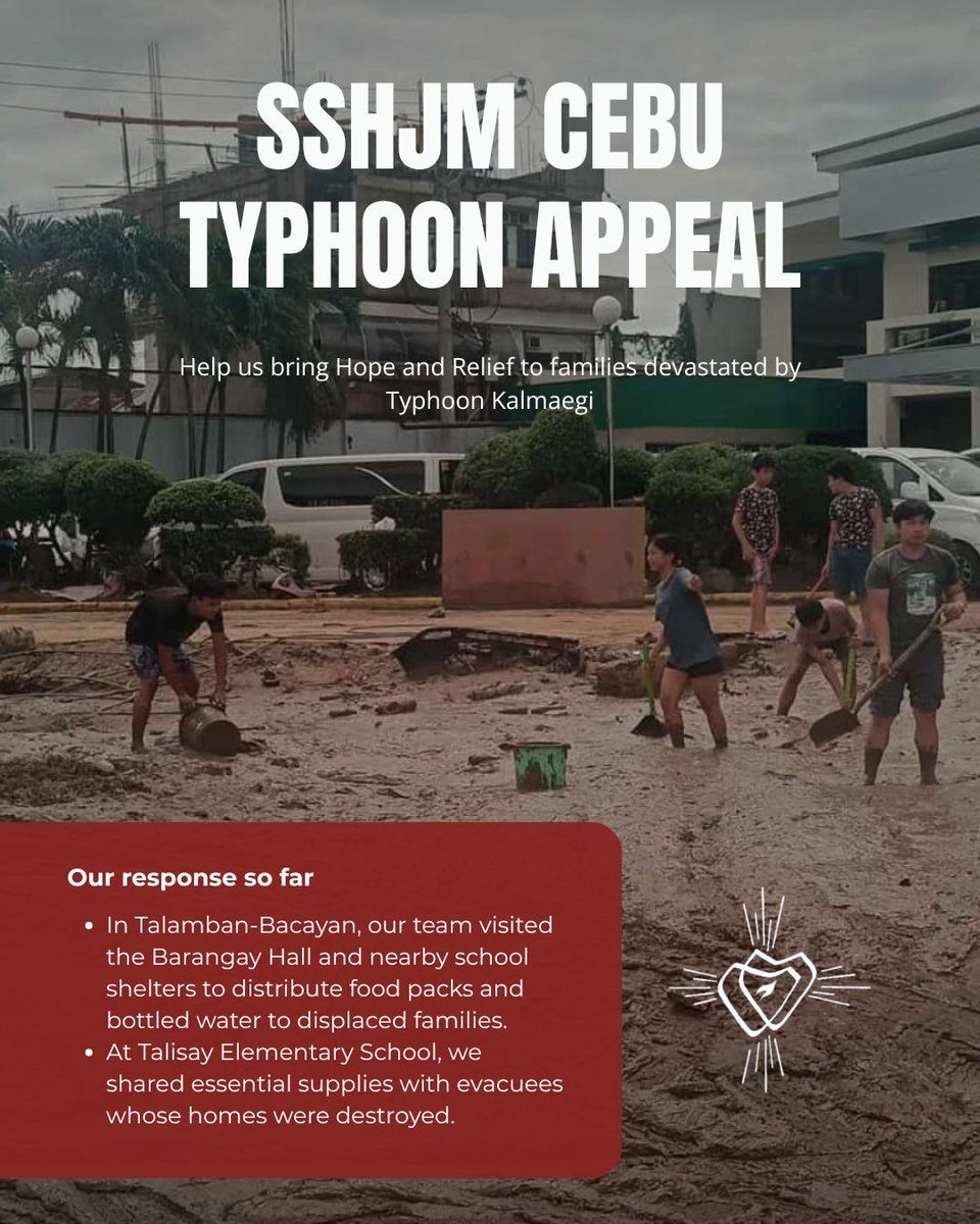 Please support the SSHJM Cebu Typhoon Appeal, ever cent will go towards emergency supplies and support to victims of Typhoon Kalmaegi - sshjmdevelopment.org/cebu-typhoon-a…

<a href="/miseancara/">Misean Cara</a> 
<a href="/Irish_Aid/">Irish Aid</a> 
<a href="/trocaire/">Trócaire</a> 
<a href="/IrlEmbManila/">Irish Embassy Manila</a>