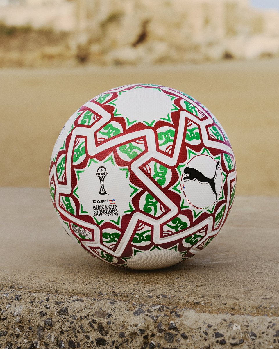 pro_exclusives's tweet photo. CAF officially unveils ITRI, the AFCON 2025 match ball.

The tourney kicks off in Morocco from December 21, 2025, to January 18, 2026.

The ball, is designed in collaboration with PUMA, drawing inspiration from Morocco’s iconic zellij art form. https://t.co/sz04hS5imR