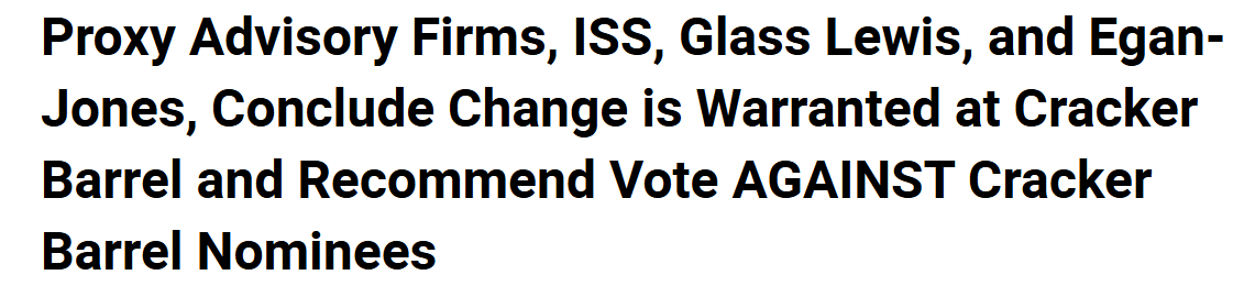 Two key proxy advisory firms are now backing Sardar Biglari's calls for change at <a href="/CrackerBarrel/">Cracker Barrel</a>