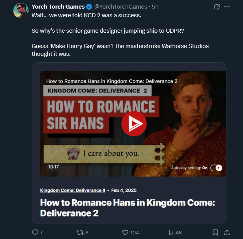 Amazing how an optional gay romance in an RPG full of immense choice/consequence exposed a lot of people's true colors...

Also, this is a fantastic hiring for CDPR.