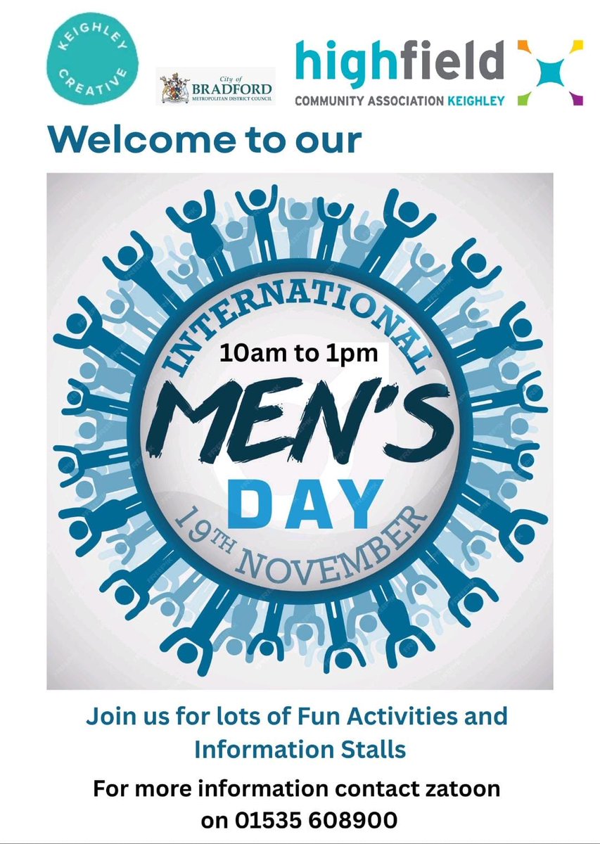 Our community cancer champion, Sharon will be at Highfield Community Centre in Keighley on Wednesday 19th November for International Men's Day where there will lots of informative stalls and fun activities
#InternationalMensDay