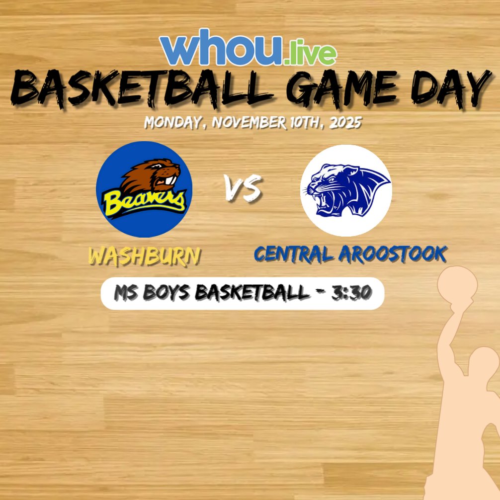 Catch the action today on WHOU.live!

🏀Washburn at Central Aroostook MS Boys Basketball <a href="/3/">Blair</a>:30