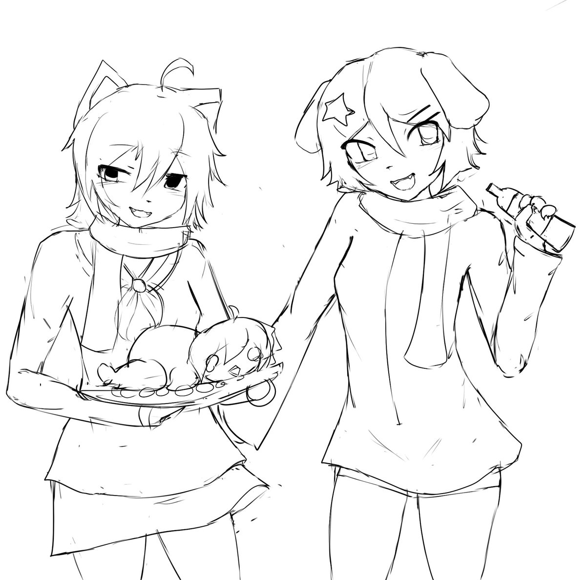 WIP for thanksgiving #ocart  #Thanksgiving .. ok sure.  
These r my personas heh...