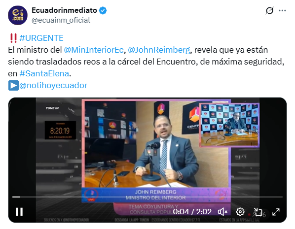 Entra oficialmente en funcionamiento la "cárcel del encuentro" en Santa Elena , pese a que no está terminada "la obra". 

Trasladar "cabecillas" a cárceles “de máxima seguridad” sin instalar capacidades reales en todo el sistema penitenciario, es una acción mediática (más), no