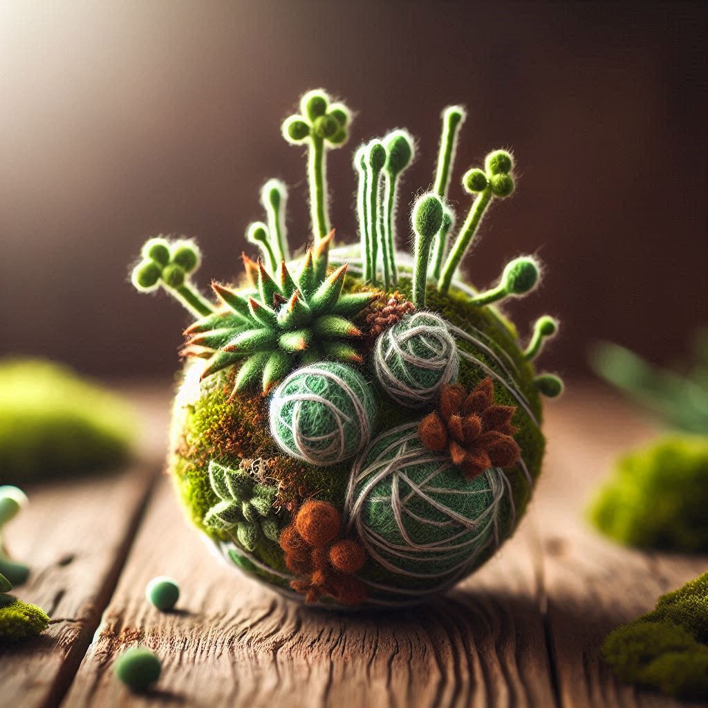 #多肉植物の日
多肉植物の苔玉

#AI画像 #羊毛フェルト #フォロバ100：変垢✖