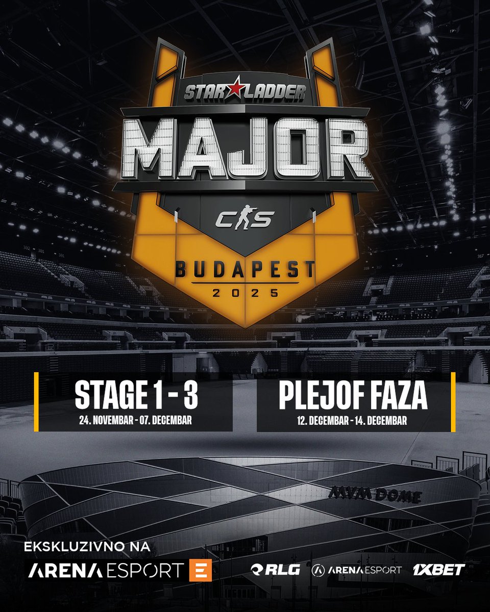 tvarenaesport's tweet photo. Da, dobro vidite! ✅️
#StarLadder Budapest🇭🇺 Major gledamo krajem meseca, ekskluzivno na kanalima #ArenaEsport! 🔥
#TVArenaEsport x #RLG | #StarLadderBudapestMajor #CS2 #CounterStrike2 #CS #CounterStrike #esports #relogmedia #relog #balkan #arenaesport #valve #gaming #esports https://t.co/bvkdejLU0s